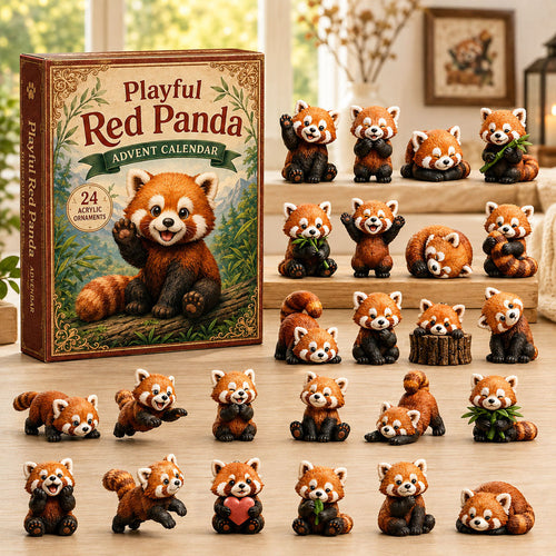CHRISTMAS KICKOFF 40% OFF - Playful Red Panda Advent Calendar 2026 - 24-Day Festive Countdown, Acrylic Charms Blind Box - Gift For Red Panda Lovers AC0NT184