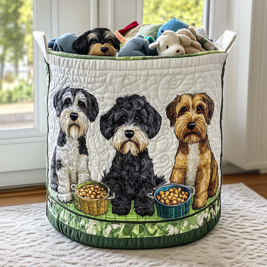 Playful Schnauzer Quilted Laundry Basket NCU0NNT1693