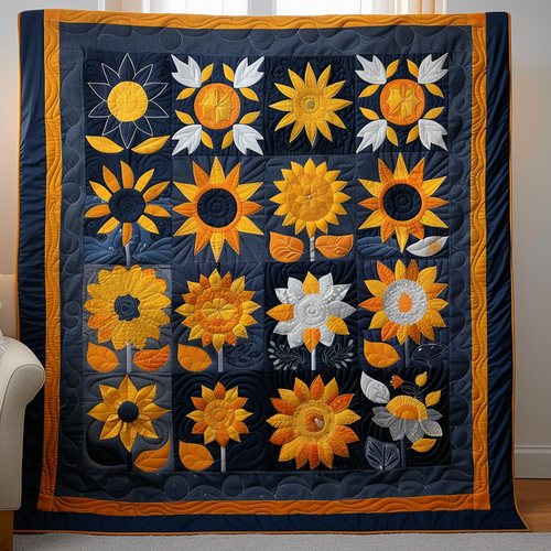 Playful Sunflowers Quilted Blanket NCU0VL210