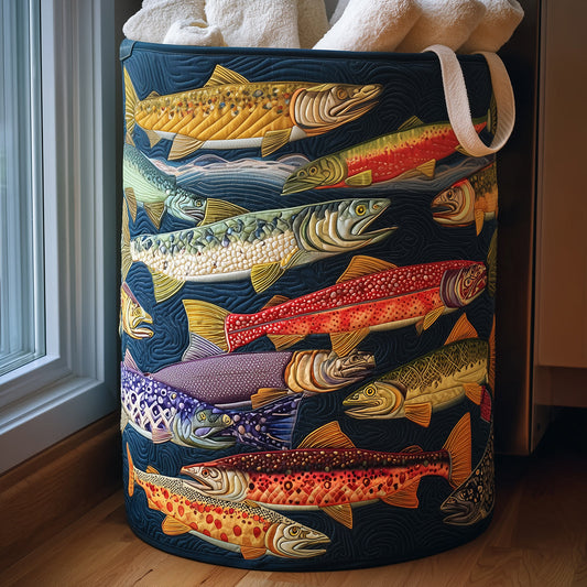 Playful Trout Quilted Laundry Basket NCU0TH3035