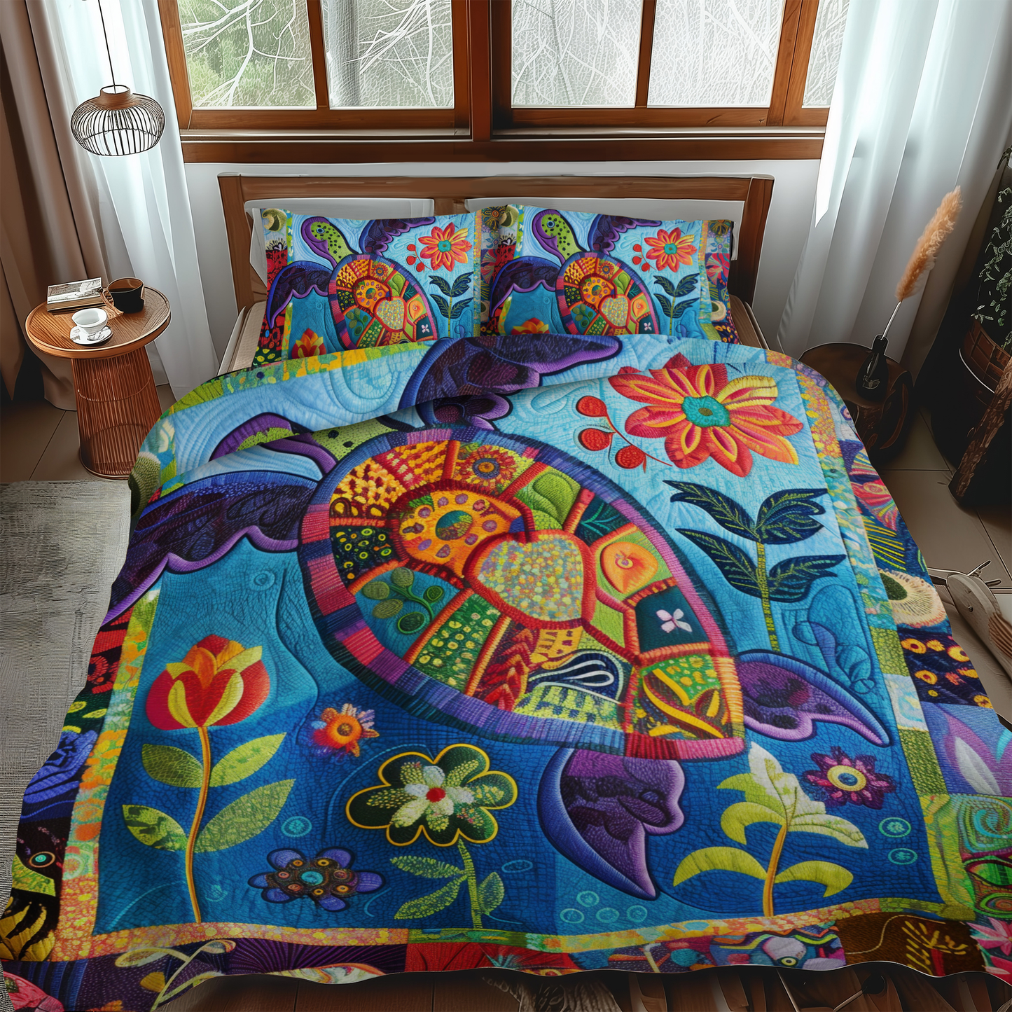 Playful Turtles 3-Piece Quilted Bedding Set NCU0VL261