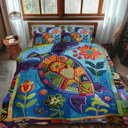 Playful Turtles 3-Piece Quilted Bedding Set NCU0VL261