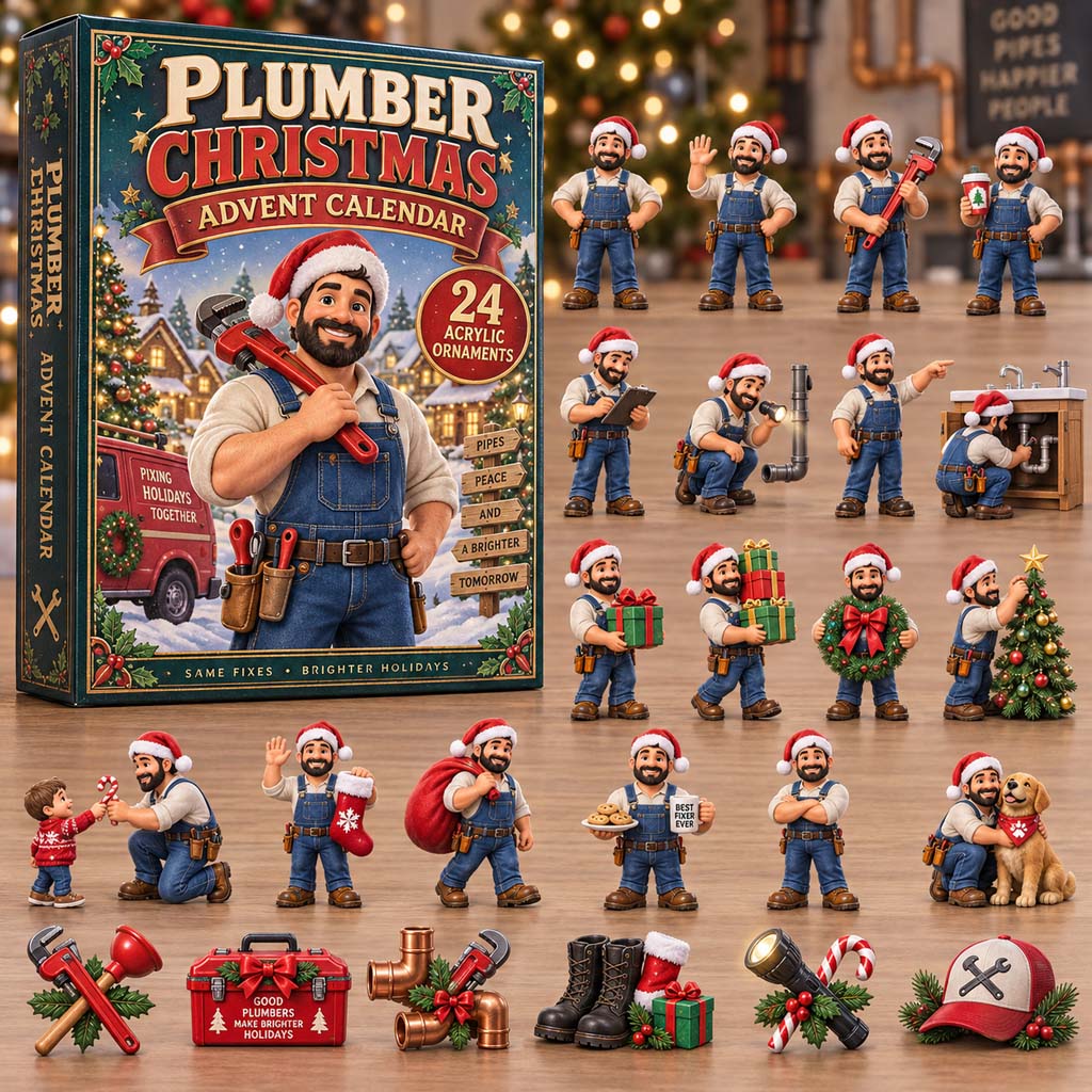 CHRISTMAS KICKOFF 40% OFF - Plumber Christmas Advent Calendar 2026 - 24-Day Festive Countdown, Acrylic Charms Blind Box - Gift For Kids AC0HH049