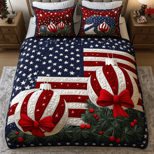 Poinsettia Pride 3-Piece Quilted Bedding Set NCU0TH2176