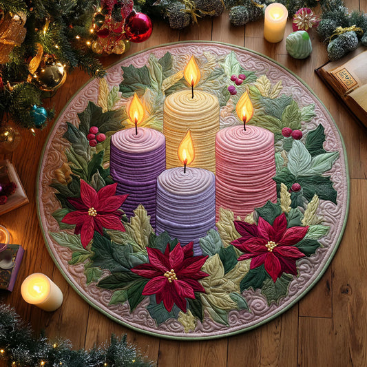 Poinsettia Advent Light Quilted Round Mat NCU0NTV740