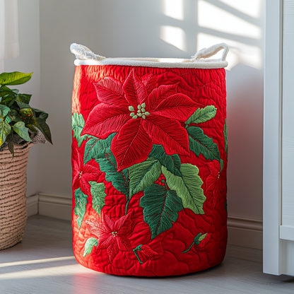 Poinsettia Bloom Quilted Laundry Basket NCU0DDK1121