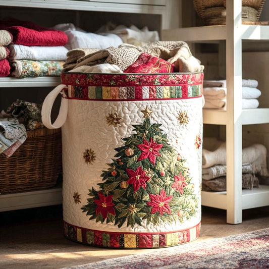 Poinsettia Charm Quilted Laundry Basket NCU0NTV119