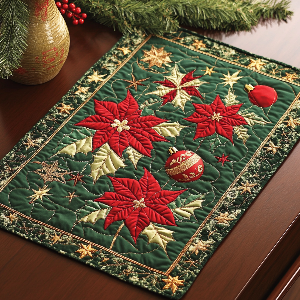 Poinsettia Charm Quilted Place Mat NCU0DDK1098