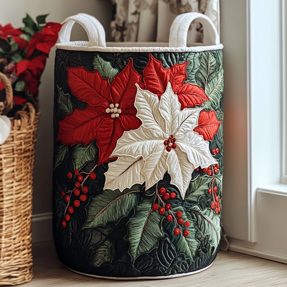 Poinsettia Delight Quilted Laundry Basket NCU0DDK1124