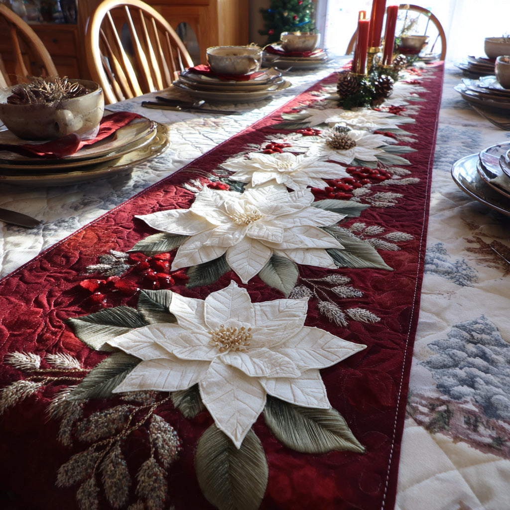 Poinsettia Glow Quilted Table Runner NCU0DV883