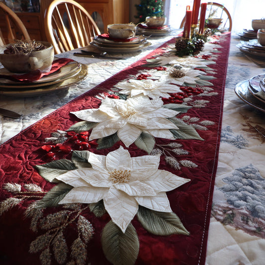 Poinsettia Glow Quilted Table Runner NCU0DV883