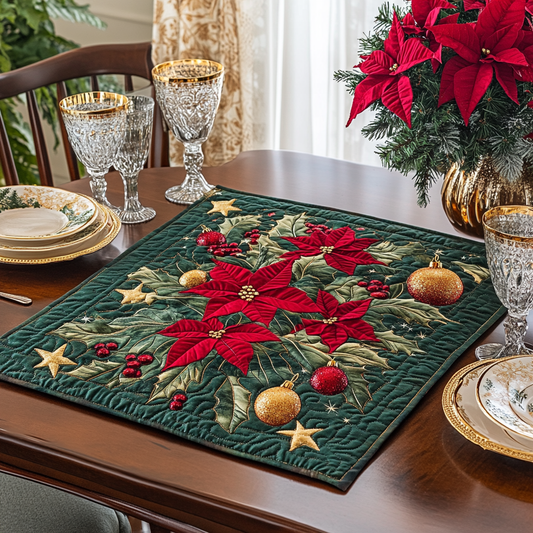 Poinsettia Glow Quilted Table Topper NCU0DDK1099