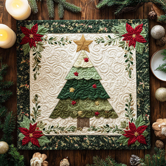 Poinsettia Grace Quilted Table Topper NCU0NTV146