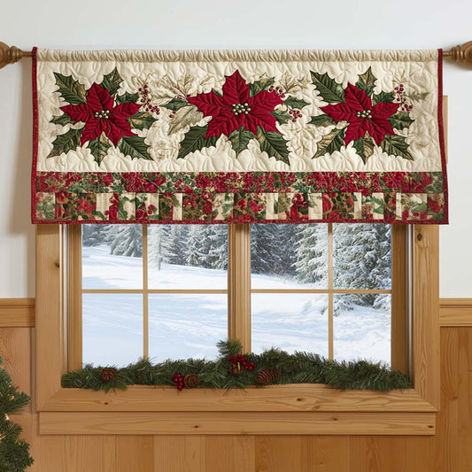 Poinsettia Holiday Charm Quilted Valance NCU0NNT1538