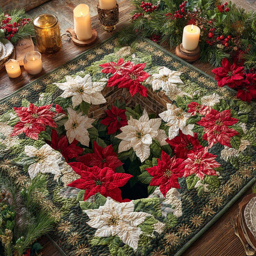 Poinsettia Hollow Quilted Table Topper NCU0NXD333