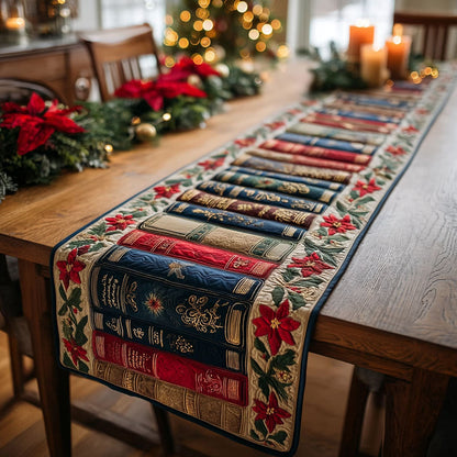 Poinsettia Library Quilted Table Runner NCU0NTV804