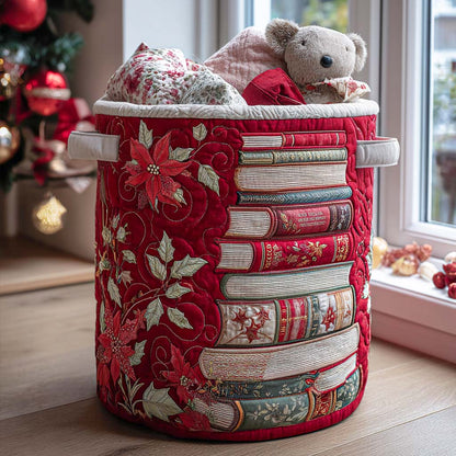 Poinsettia Tales Quilted Laundry Basket NCU0NNT1671