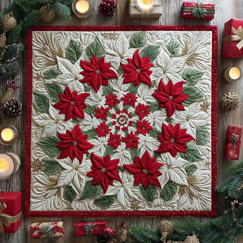 Poinsettia Whirl Quilted Table Topper NCU0NXD226