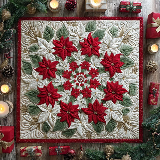 Poinsettia Whirl Quilted Table Topper NCU0NXD226