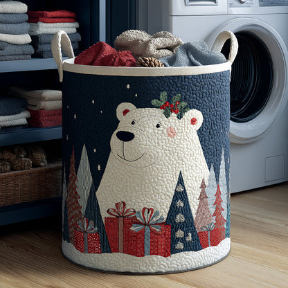 Polar Bear Gift Quilted Laundry Basket NCU0HNH517