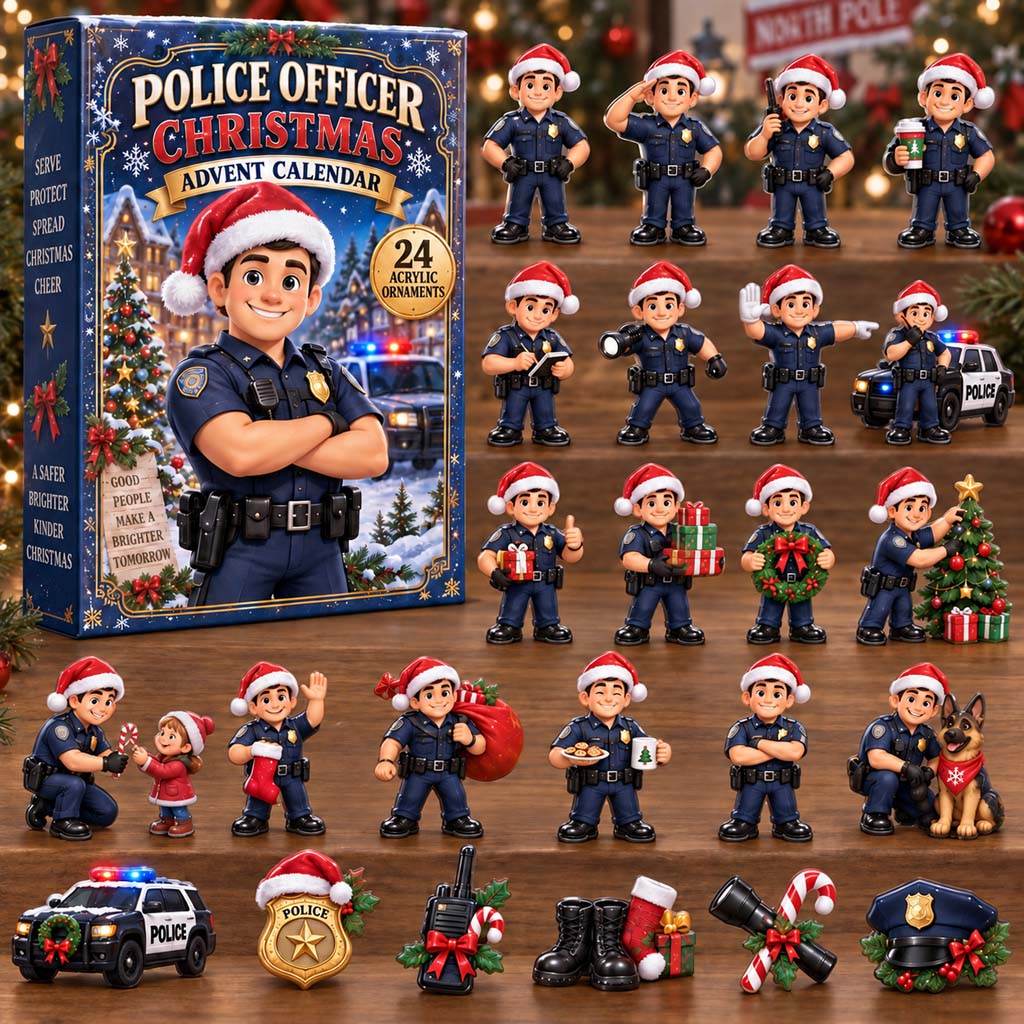 CHRISTMAS KICKOFF 40% OFF - Police Officer Christmas Advent Calendar 2026 - 24-Day Festive Countdown, Acrylic Charms Blind Box - Gift For Kids AC0HH046
