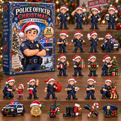 CHRISTMAS KICKOFF 40% OFF - Police Officer Christmas Advent Calendar 2026 - 24-Day Festive Countdown, Acrylic Charms Blind Box - Gift For Kids AC0HH046