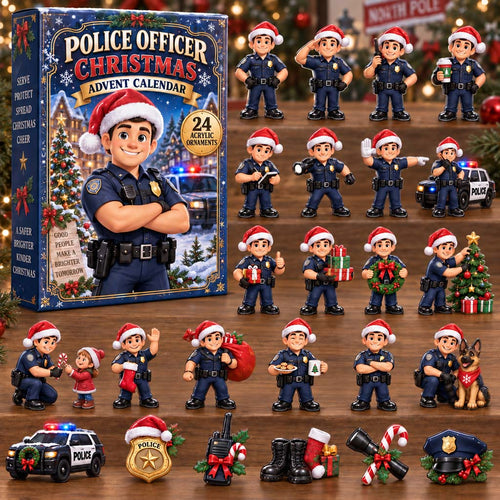 CHRISTMAS KICKOFF 40% OFF - Police Officer Christmas Advent Calendar 2026 - 24-Day Festive Countdown, Acrylic Charms Blind Box - Gift For Kids AC0HH046