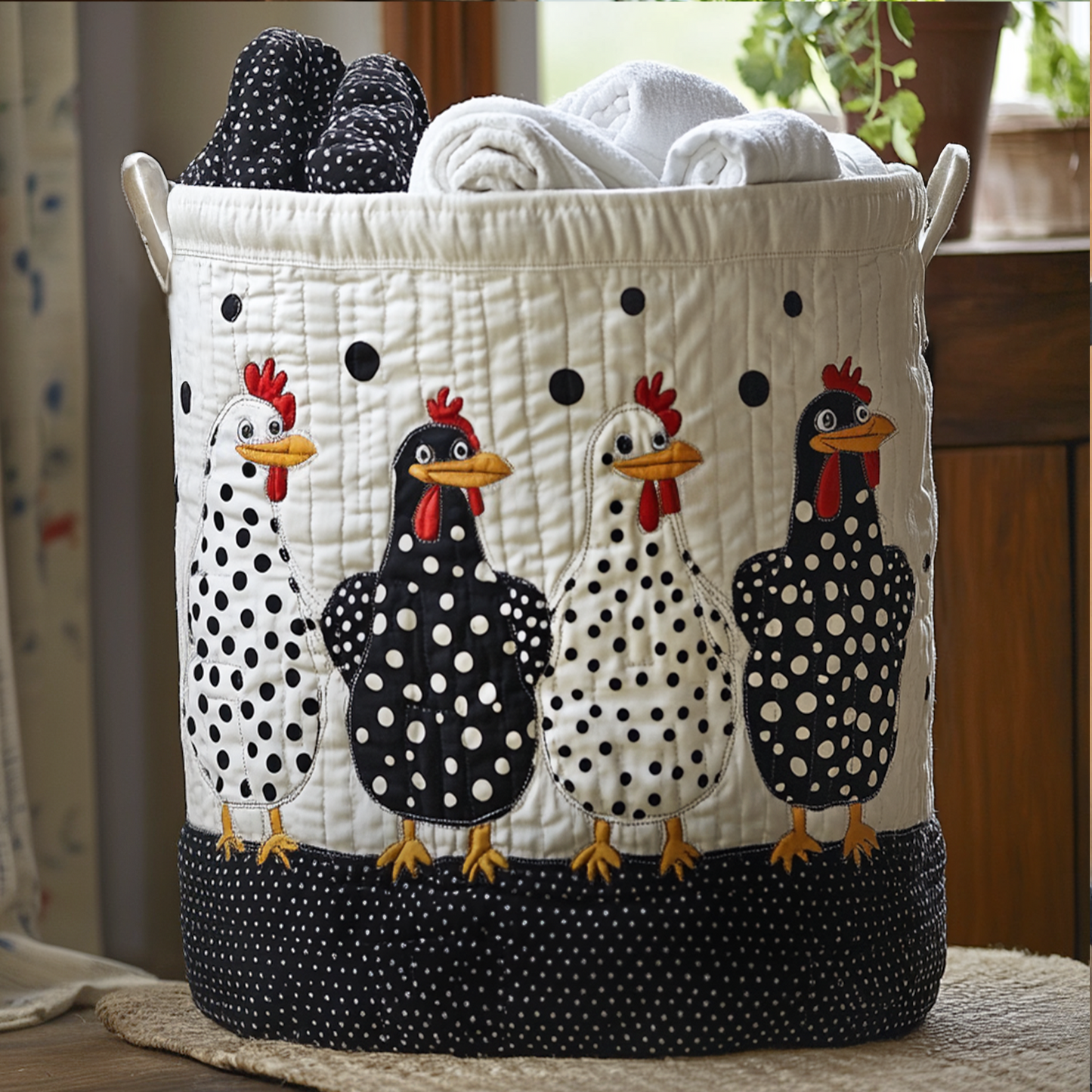 Polka Dot Peckers Quilted Laundry Basket NCU0PTT772