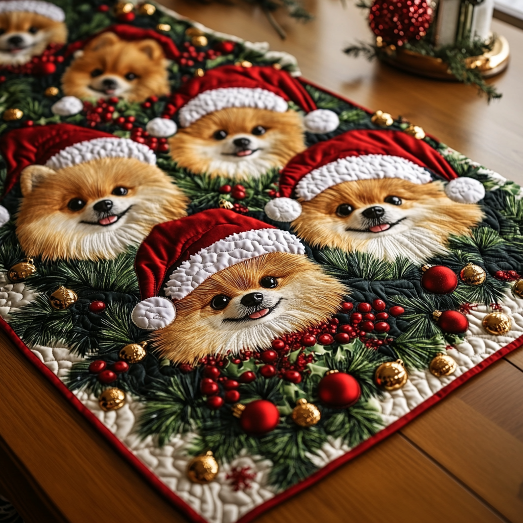 Pomeranian Charm Quilted Table Runner NCU0DDK1401