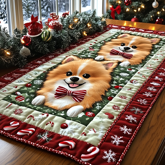 Pomeranian Delight Quilted Table Runner NCU0DDK1403