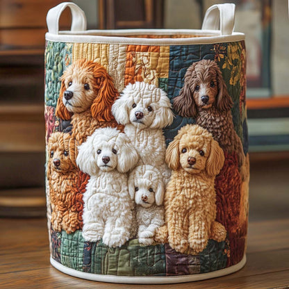 Poodle Family Quilted Laundry Basket NCU0NXD662