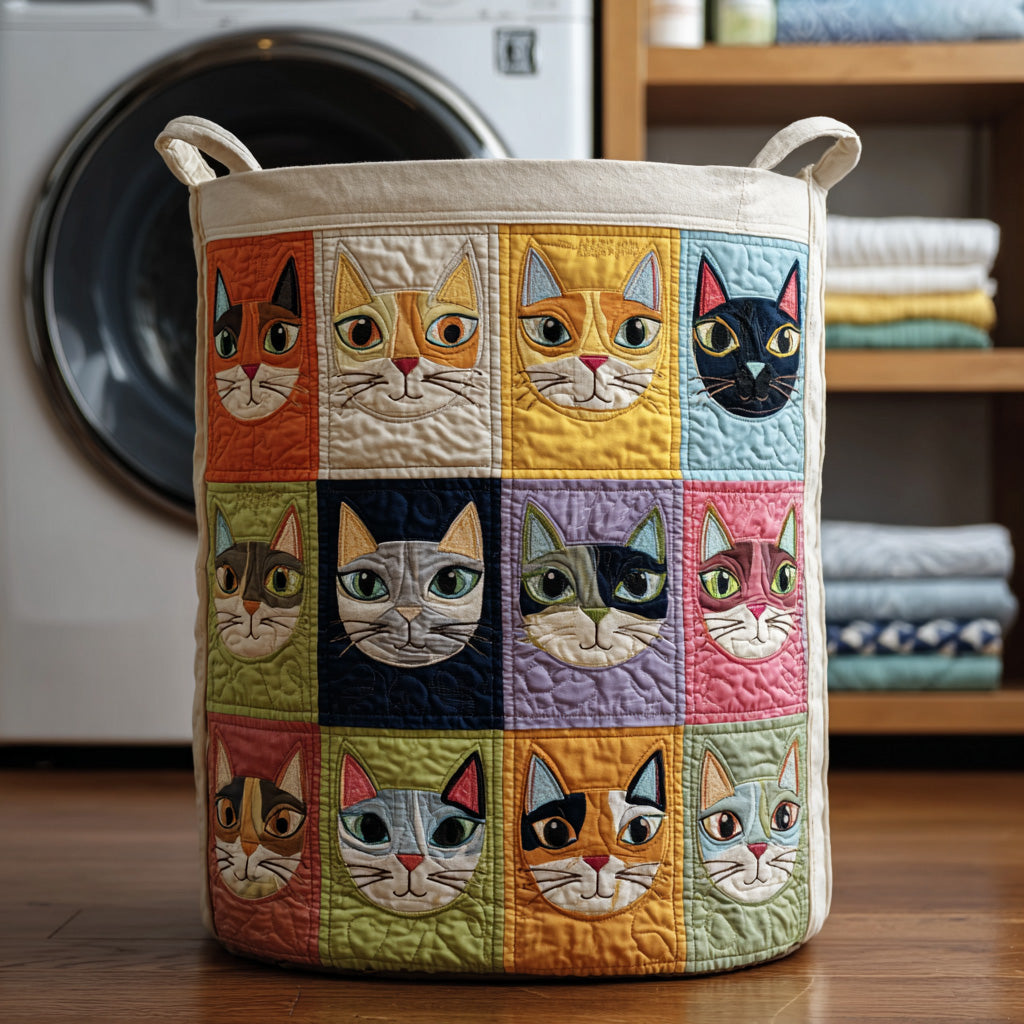 Pop-Art Kitty Quilted Laundry Basket NCU0LDH081