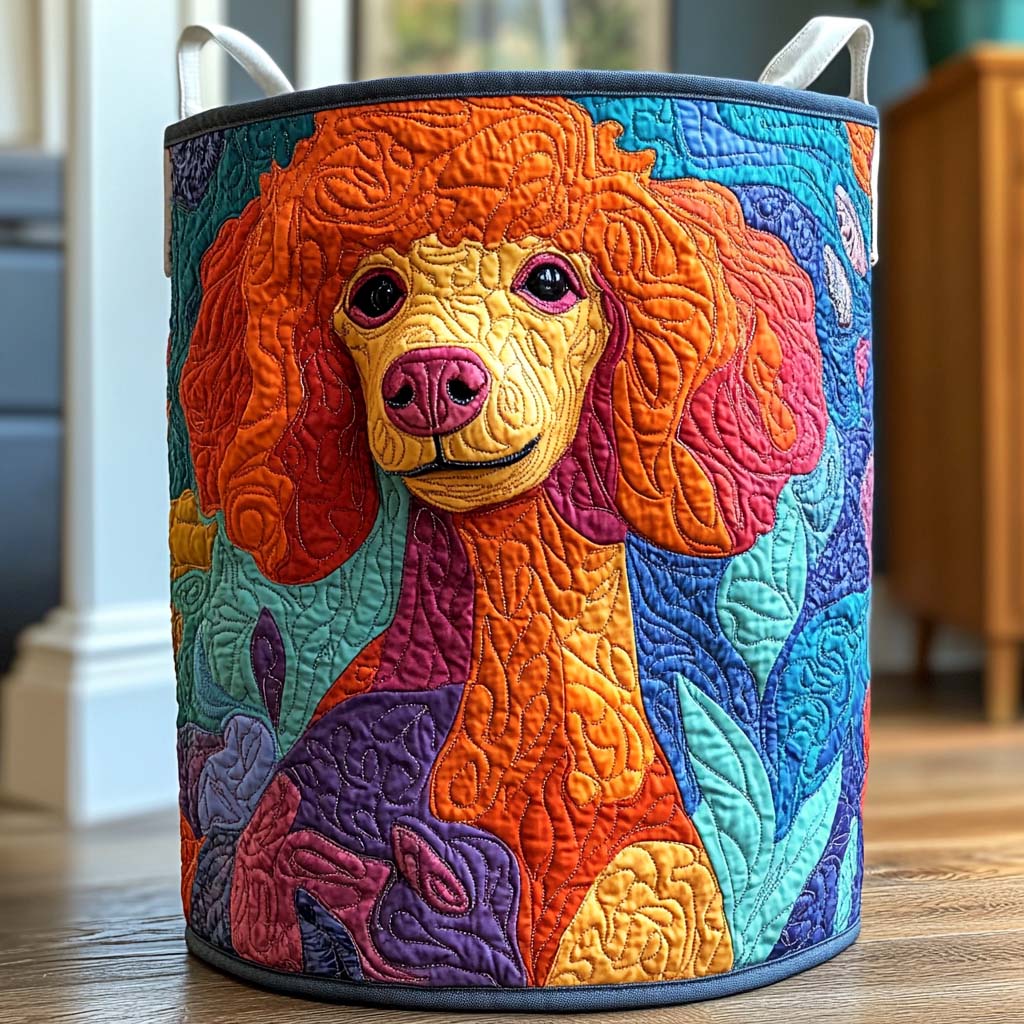 Pop Art Poodle Quilted Laundry Basket NCU0NXD659