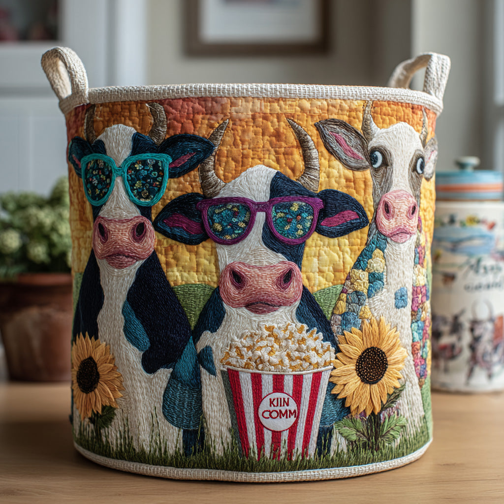 Popcorn Pasture Quilted Laundry Basket NCU0DV968