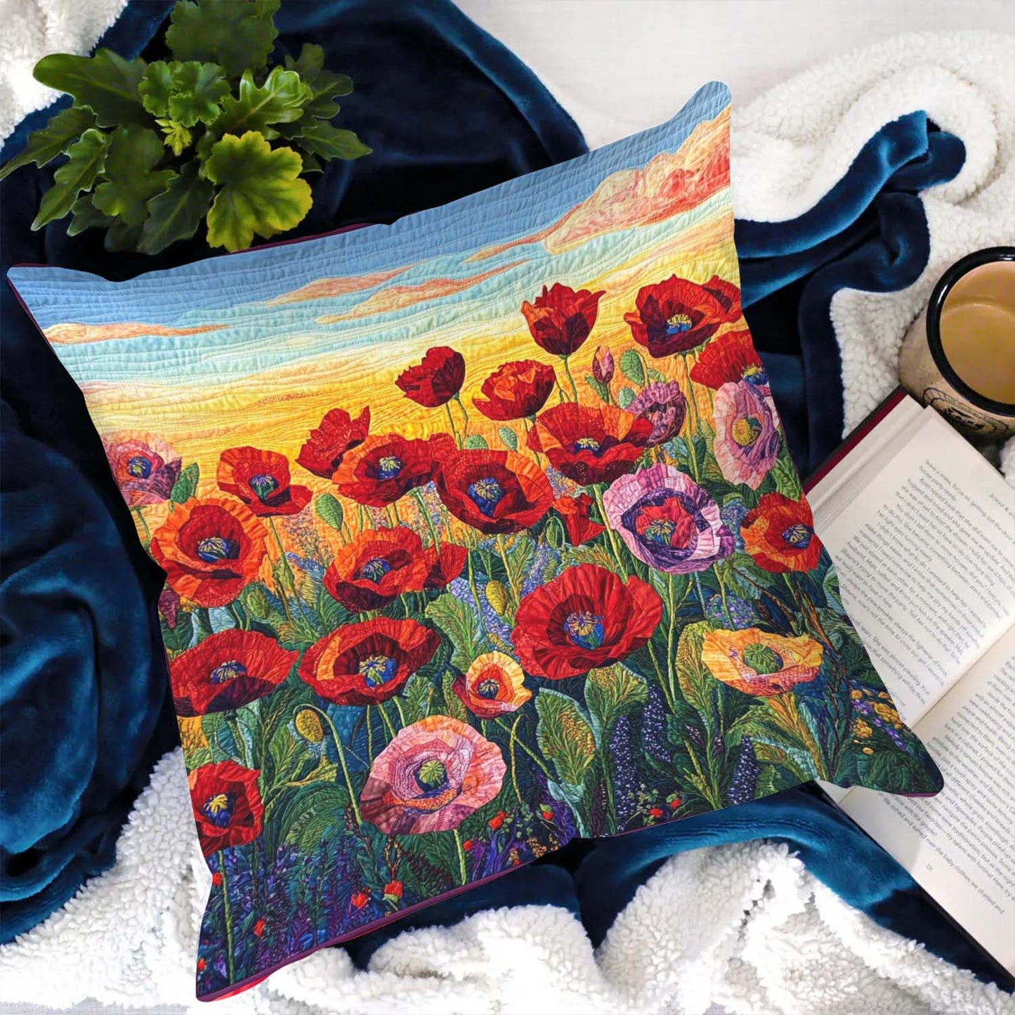 Poppy Field Quilted Pillow Case NCU0NT1087