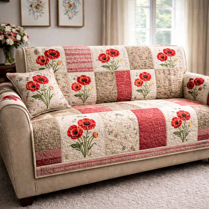 Poppy Patch Quilted Sofa Cover NCU0NXD1646