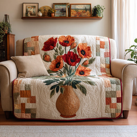 Poppy Vase Quilt Quilted Blanket NCU0LDH836
