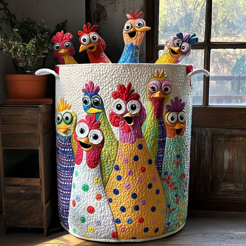 Mosaic Chicken Quilted Laundry Basket NCU0HNH826