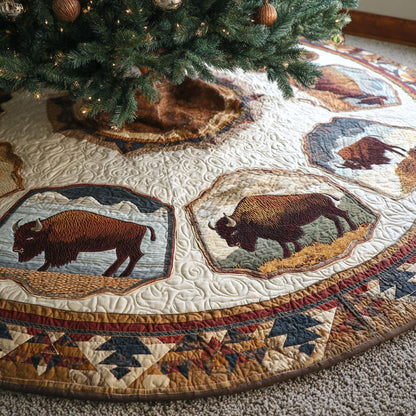 Prairie Bison Christmas Quilted Tree Skirt NCU0NTV479