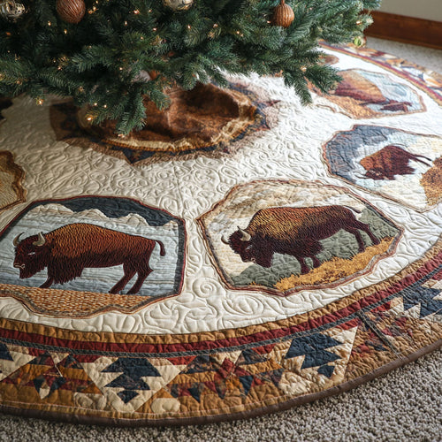 Prairie Bison Christmas Quilted Tree Skirt NCU0NTV479