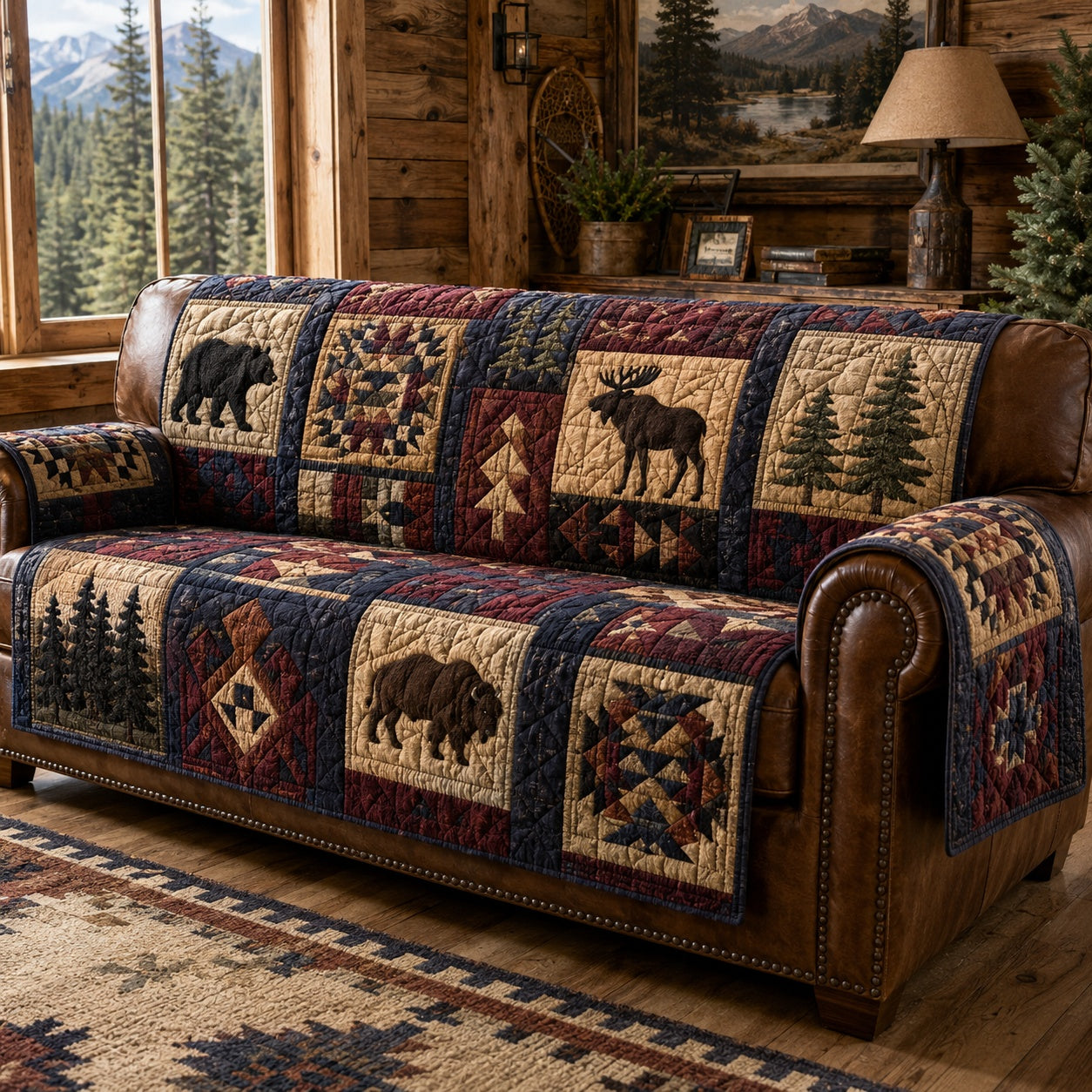 Prairie Bison Night Quilted Sofa Cover NCU0PVL1069