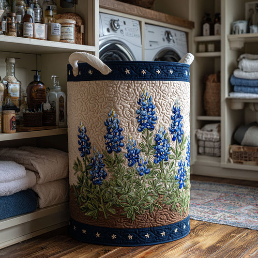 Prairie Blue Quilted Laundry Basket NCU0NTV451
