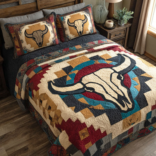 Prairie Bones 3-Piece Quilted Bedding Set NCU0NTD1696