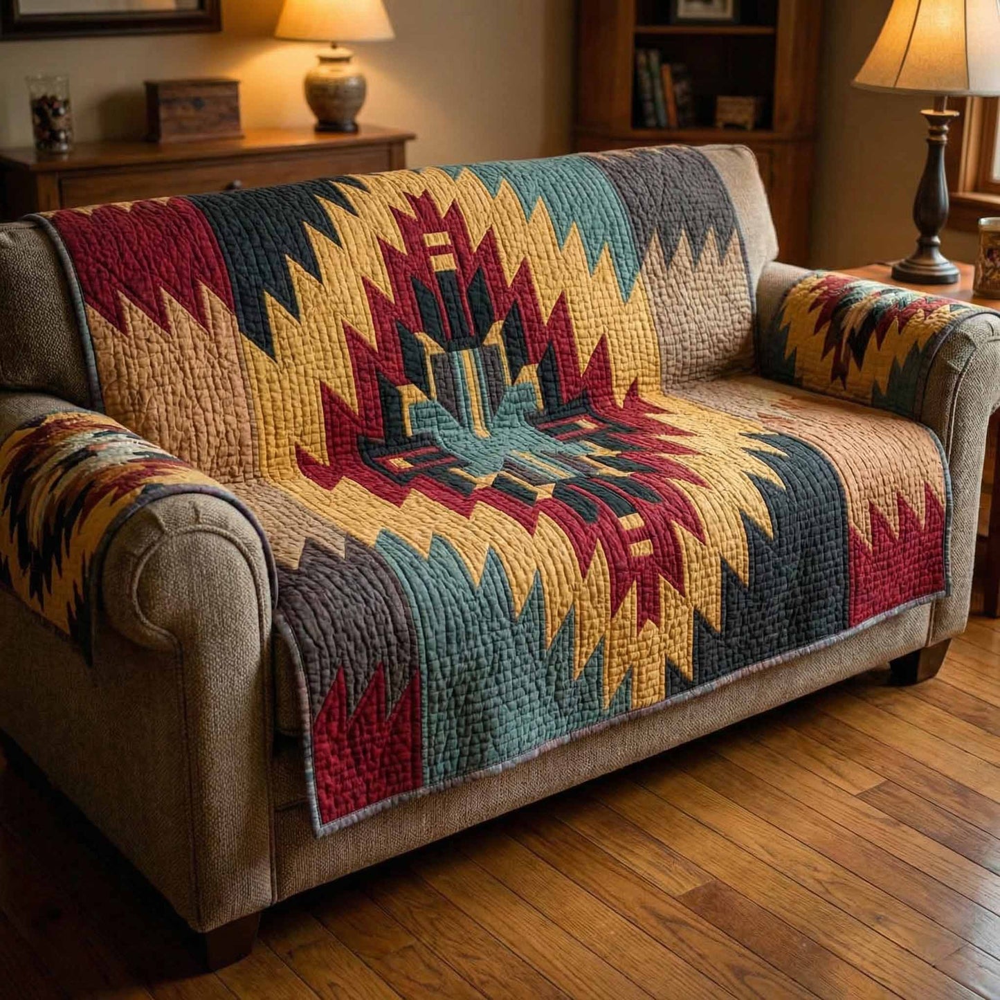 Prairie Flame Quilted Sofa Cover NCU0NXD1597