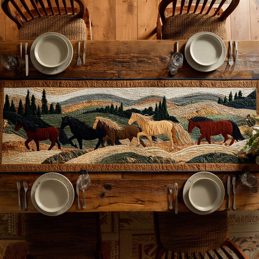 Prairie Horse Dash Quilted Table Runner NCU0HNH470
