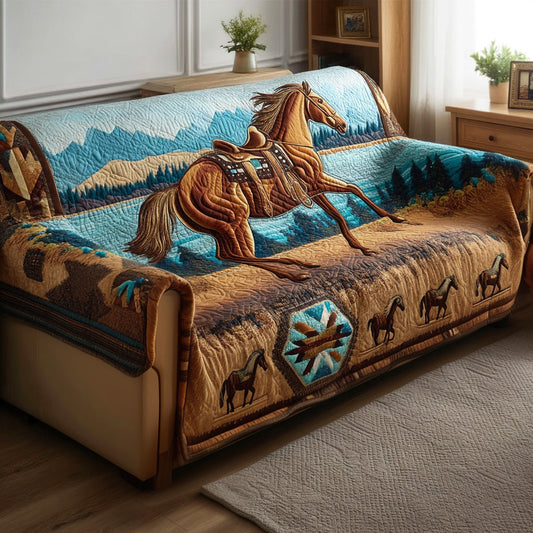 Prairie Horse Quilted Sofa Cover NCU0NTD1326
