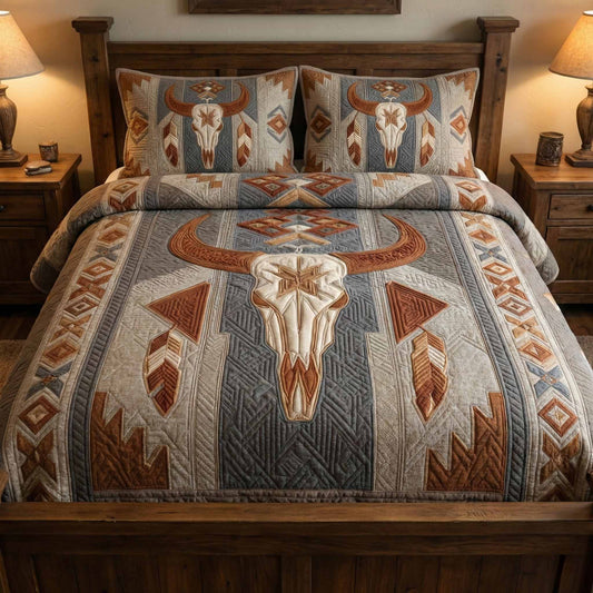 Prairie Skull 3-Piece Quilted Bedding Set NCU0NXD1606
