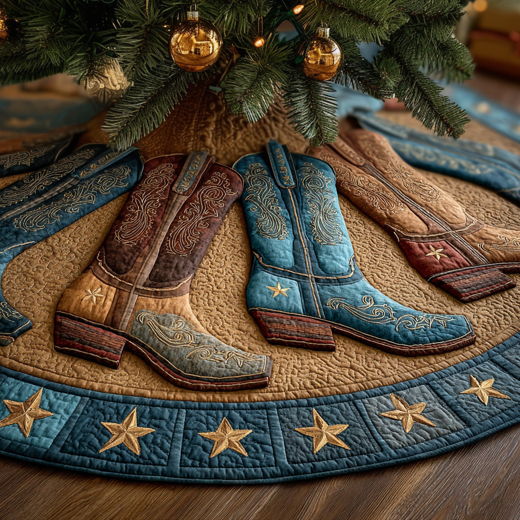 Prairie Sky Boot Christmas Quilted Tree Skirt NCU0LDH131