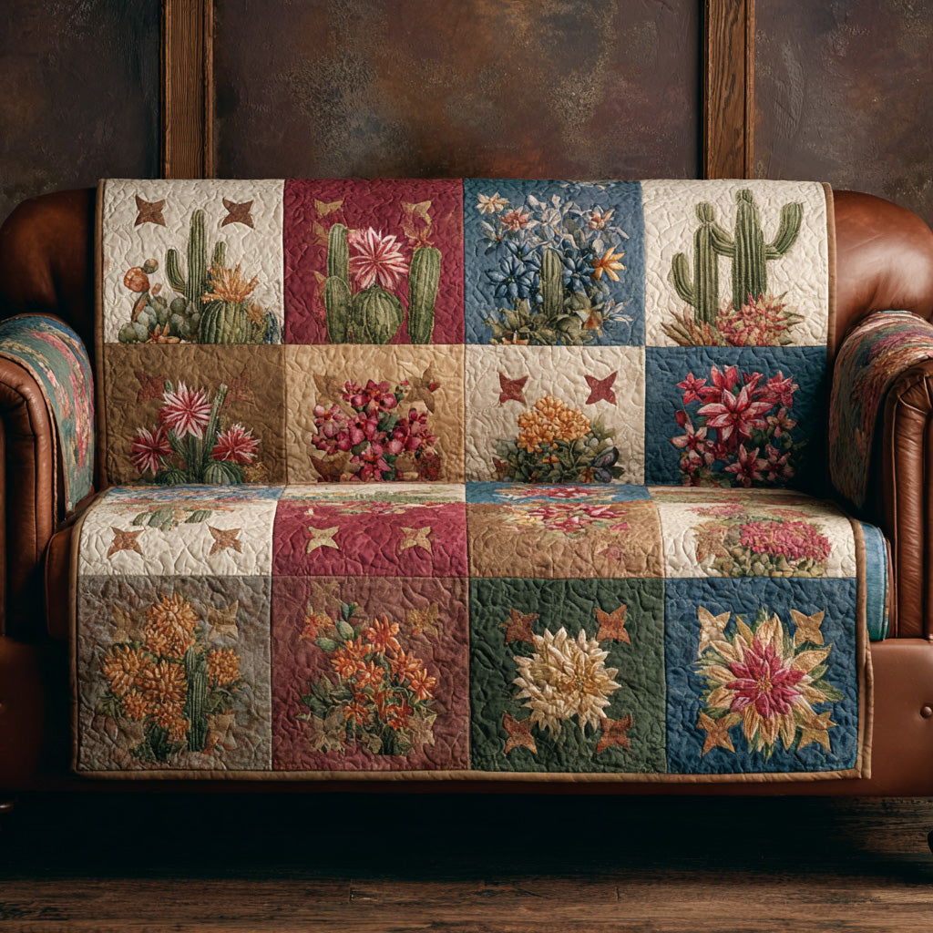Prairie Star Cactus Quilted Sofa Cover NCU0LDH220