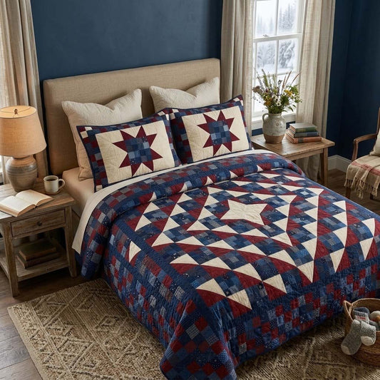 Prairie Starburst 3-Piece Quilted Bedding Set NCU0DQQ0636